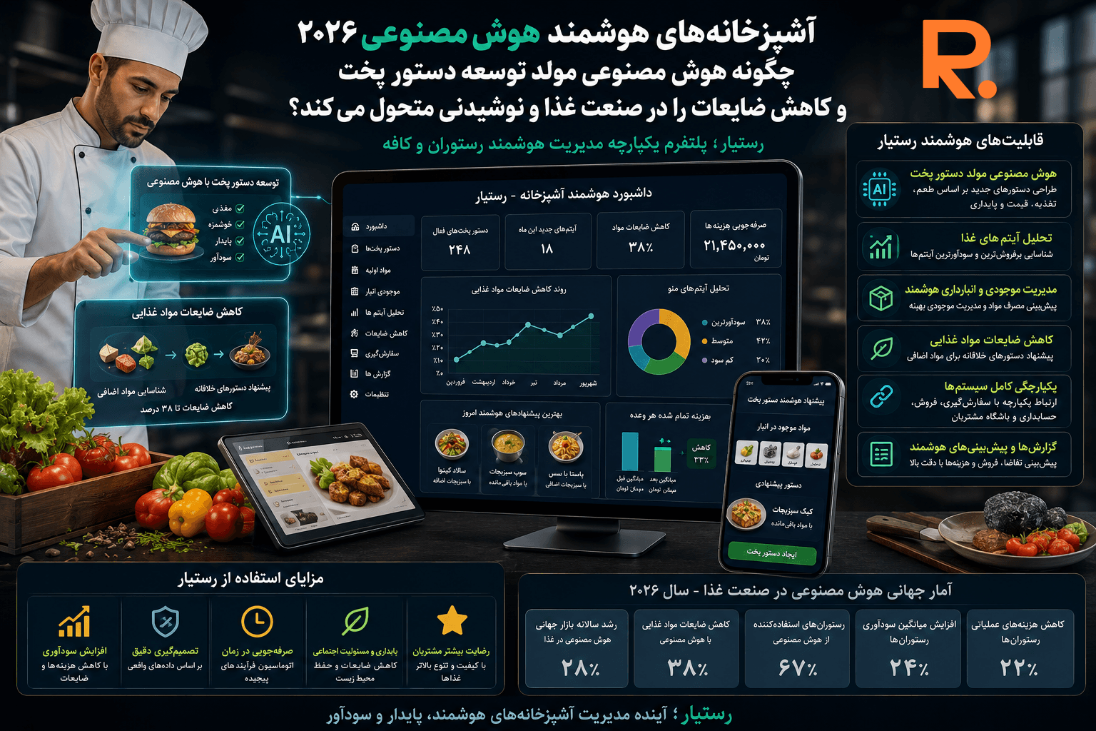 آشپزخانه هوشمند و هوش مصنوعی مولد در صنعت غذا با رستیار